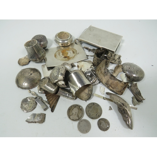 1015 - Selection of Scrap Silver to include Coins, walking stick components etc.  Estimated Silver Weight a... 