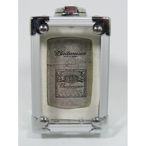 1037 - Hadson Cigarette lighter with aluminuim and Glass case. Appears to be in good working order. See pho... 