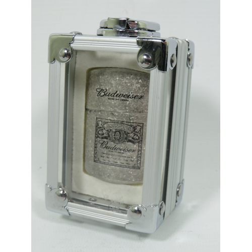 1037 - Hadson Cigarette lighter with aluminuim and Glass case. Appears to be in good working order. See pho... 