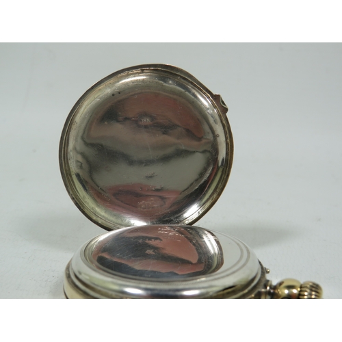 1038 - Gold Plated Full Hunter Pocket watch in running order, Crown wind.  Letter of provenance which sugge... 