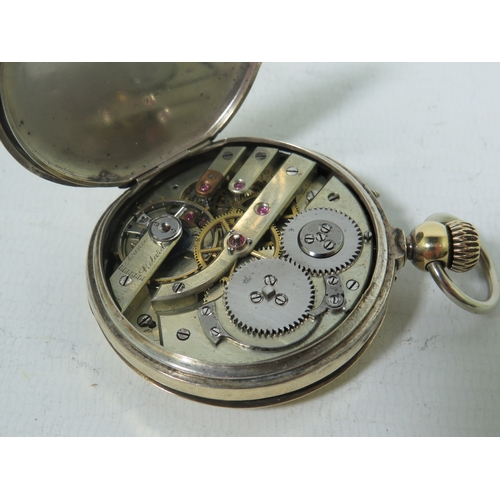 1038 - Gold Plated Full Hunter Pocket watch in running order, Crown wind.  Letter of provenance which sugge... 