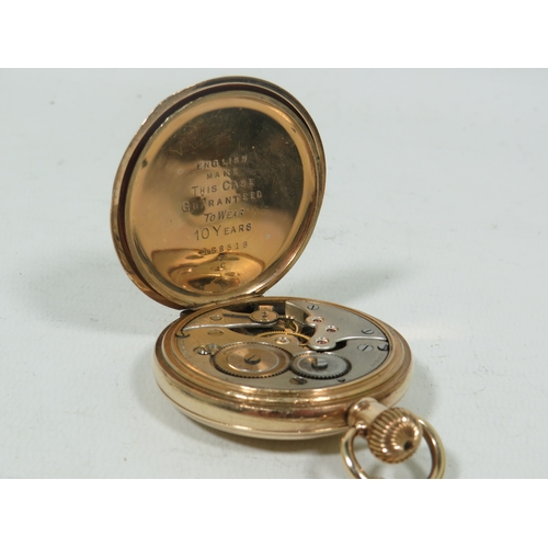 1039 - Pretty Gold Plated Swiss made 15 Jewel Pocket watch with Half Hunter Gold Plated Case by Denison in ... 