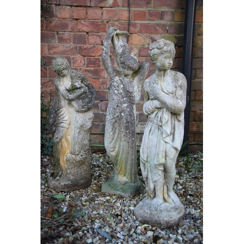 Three Large Stone Effect Concrete Garden Statues, Tallest being approx ...