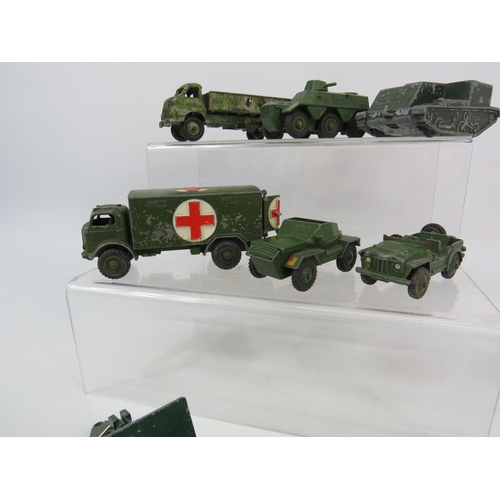 1457 - Selection of playworn diecast military vehicles by Dinky and Corgi