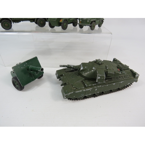 1457 - Selection of playworn diecast military vehicles by Dinky and Corgi