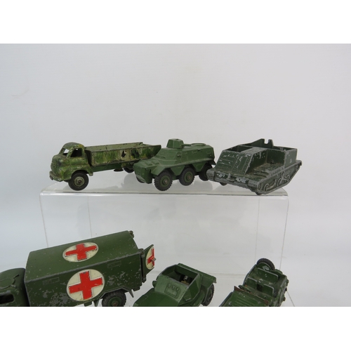 1457 - Selection of playworn diecast military vehicles by Dinky and Corgi