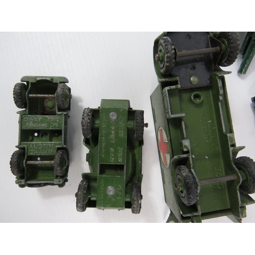 1457 - Selection of playworn diecast military vehicles by Dinky and Corgi