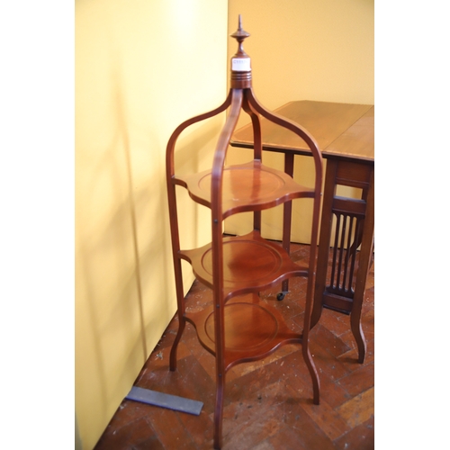 1380 - Mixed lot to include a four legged Edwardian Inlaid mahogany stand plus an inlaid Edwardian Drop lea... 