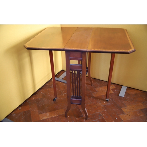 1380 - Mixed lot to include a four legged Edwardian Inlaid mahogany stand plus an inlaid Edwardian Drop lea... 