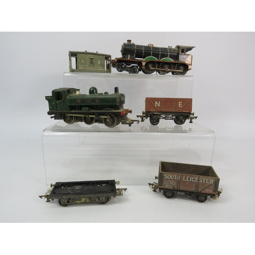 1497 - Two Hornby OO gauge trains and four carriages.