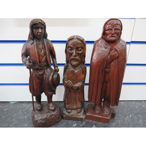 1173 - Three Beautifully Carved Ecclesiastical Figures, the largest being approx  15 inches tall. See photo... 