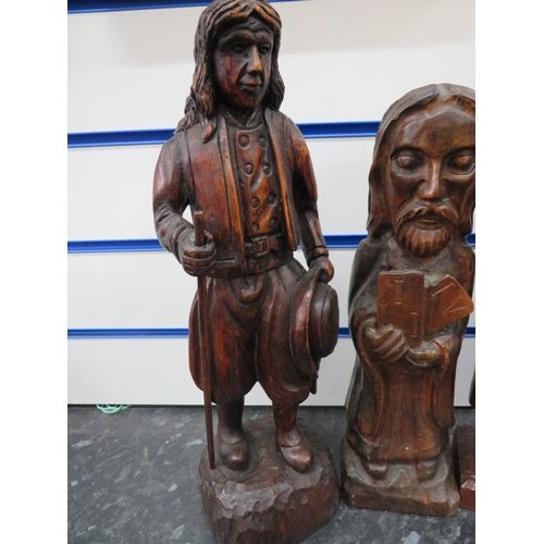 1173 - Three Beautifully Carved Ecclesiastical Figures, the largest being approx  15 inches tall. See photo... 