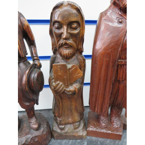 1173 - Three Beautifully Carved Ecclesiastical Figures, the largest being approx  15 inches tall. See photo... 