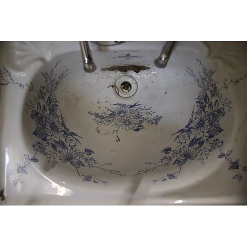 1305 - Sanitan Victorian pattern Bathroom sink. 12 x 25 x 19 inches. Comes with taps.