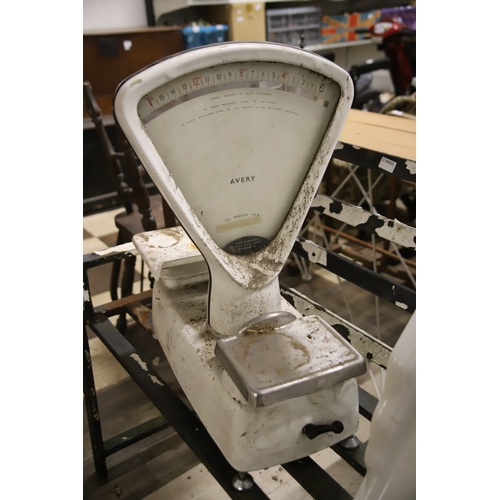 1306 - Large Pair of Avery Grocers Scales.  25 inches tall. Heavy item not suitable for postage. Courier or... 