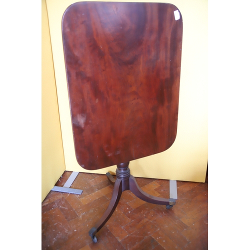 1384 - Mixed Lot to include a Georgian Mahogany Tilt top table on tripod base, brass castors H:28 x W:30 D;... 