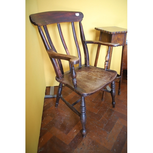 1385 - Combined lot to include a Windsor Chair, some repairs but in good order.  Plus Oak Jardinaire plant ... 