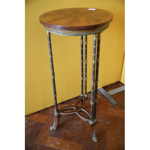 1386 - Good Quality Tall table in the style of 19th Century Juaridon , Walnut top with faux bamboo metal le... 