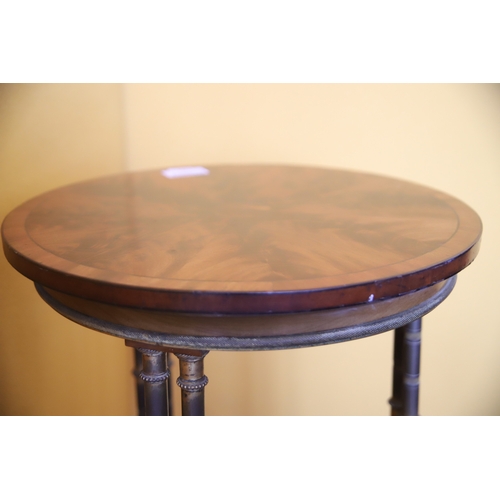 1386 - Good Quality Tall table in the style of 19th Century Juaridon , Walnut top with faux bamboo metal le... 