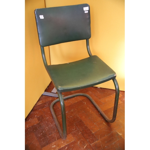 1392 - Tubular Steel vintage office chair by DU-AL, Green vinyl upholstery.    See photo