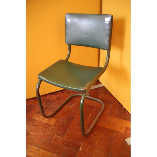 1392 - Tubular Steel vintage office chair by DU-AL, Green vinyl upholstery.    See photo