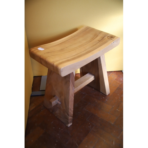 1395 - Mango wood Stool with Dished Seat which measures 19 inches tall. See photos.