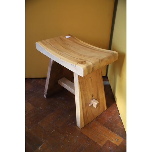 1395 - Mango wood Stool with Dished Seat which measures 19 inches tall. See photos.