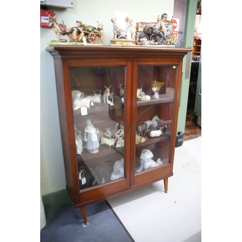 1706 - Glass Bookcase with mid 20th C Era.  H:50 x W:39 x D:13 inches. See photos. (ornaments are not part ... 