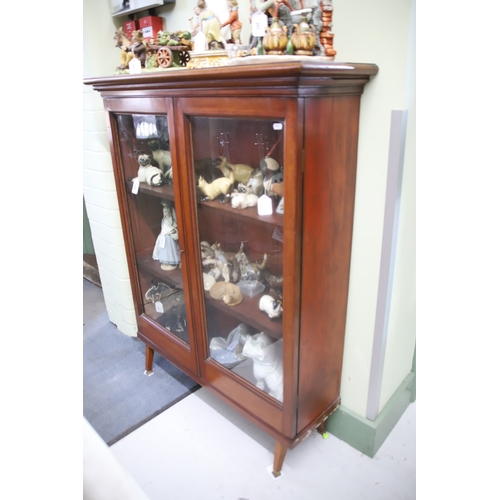 1706 - Glass Bookcase with mid 20th C Era.  H:50 x W:39 x D:13 inches. See photos. (ornaments are not part ... 