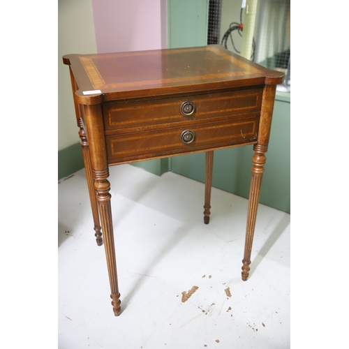 1707 - Reproduction Sheriton style console table with two drawers H:29 x W:21 x D:17 inches.  See photos.