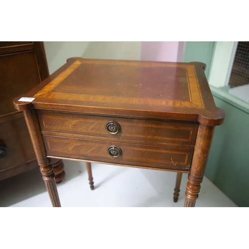 1707 - Reproduction Sheriton style console table with two drawers H:29 x W:21 x D:17 inches.  See photos.