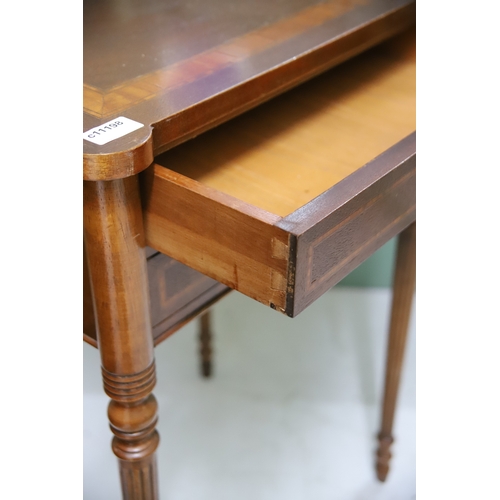 1707 - Reproduction Sheriton style console table with two drawers H:29 x W:21 x D:17 inches.  See photos.