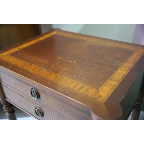 1707 - Reproduction Sheriton style console table with two drawers H:29 x W:21 x D:17 inches.  See photos.