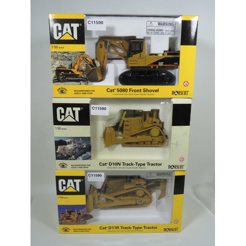 Three boxed and unused1:50 Scale CAT Die Cast Model Earthmovers etc ...