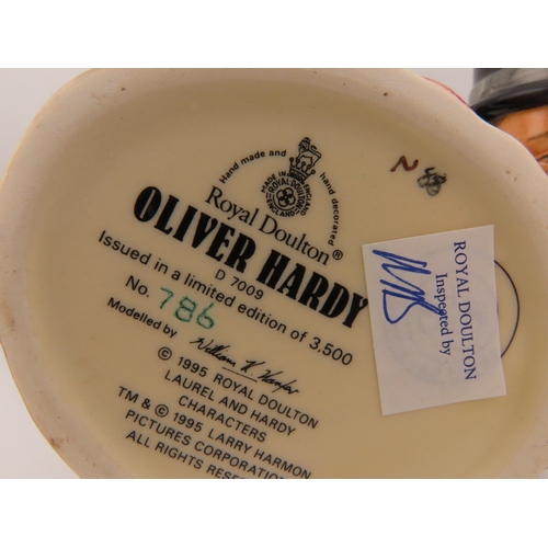 10 - Royal Doulton Limited Edition 1995 Stan Laurel and Oliver Hardy Toby jugs D7008 & D7009 with boxes a... 