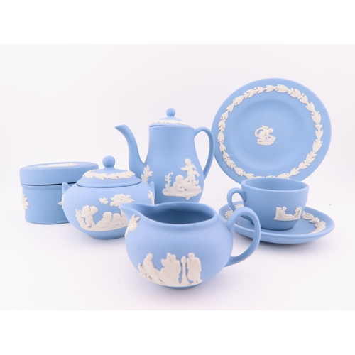 21 - Wedgwood blue Jasperware miniature tea set etc.