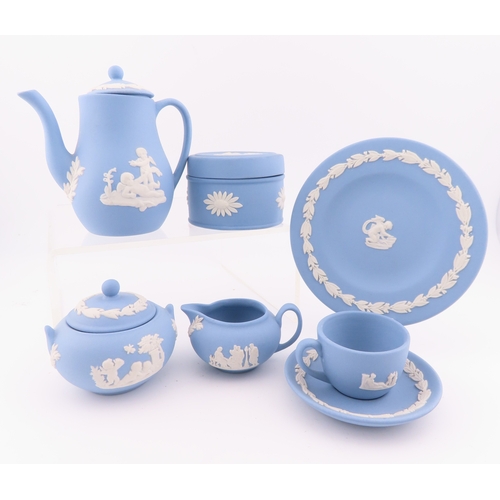 21 - Wedgwood blue Jasperware miniature tea set etc.