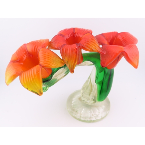 22 - Vintage Murano style art glass flower sculpture, 6.5