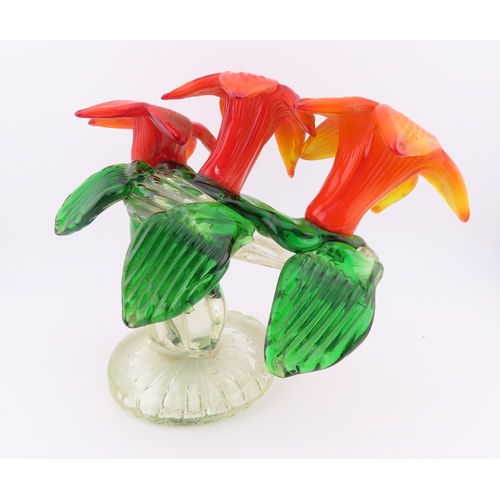 22 - Vintage Murano style art glass flower sculpture, 6.5