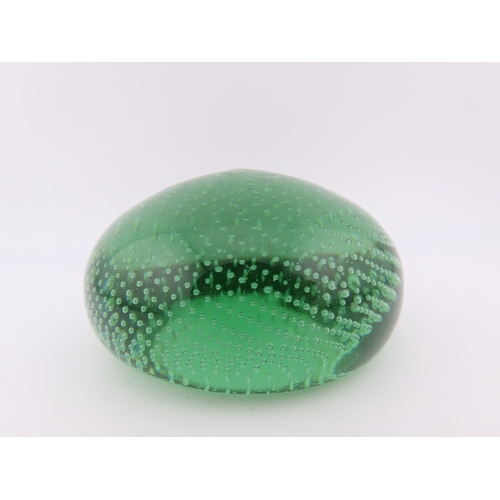 23 - Vintage Controlled bubble uranium glass paperweight.