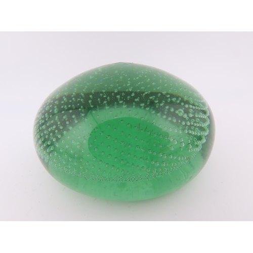 23 - Vintage Controlled bubble uranium glass paperweight.
