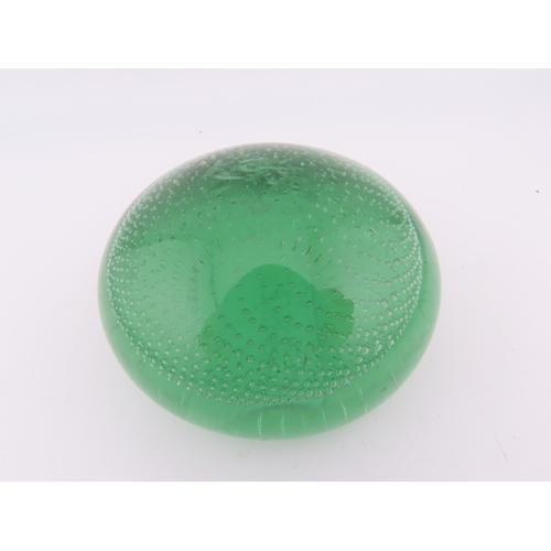 23 - Vintage Controlled bubble uranium glass paperweight.