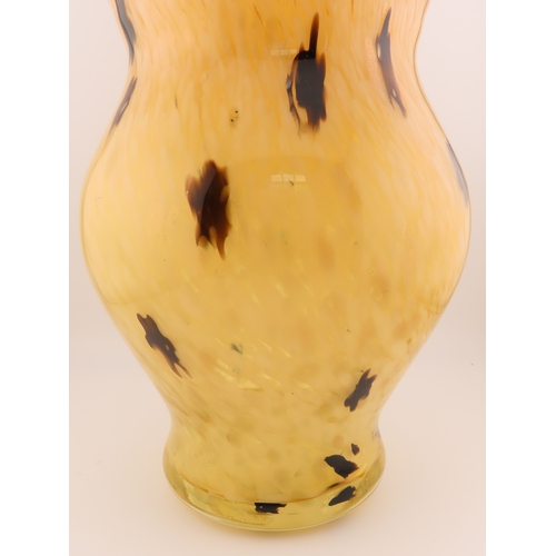3 - Hand Blown Murano style art glass vase with gold inclusions, 8.5