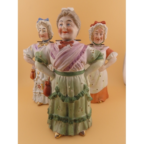 30 - Three large antique continental nodder figurines, all stand 7