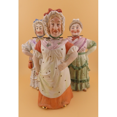 30 - Three large antique continental nodder figurines, all stand 7
