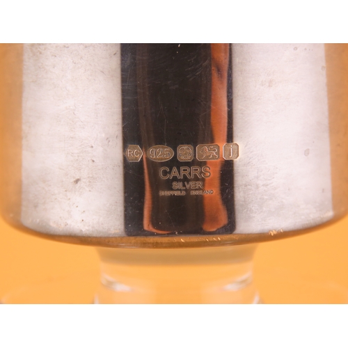 32 - Carrs of Sheffield silver lidded crystal decanter.