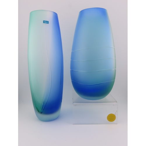 41 - Three pieces of Caithness frosted art glass, two vases and a bowl.