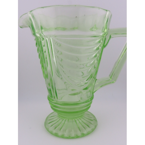 45 - Art deco 1930s Uranium glass water jug, 7