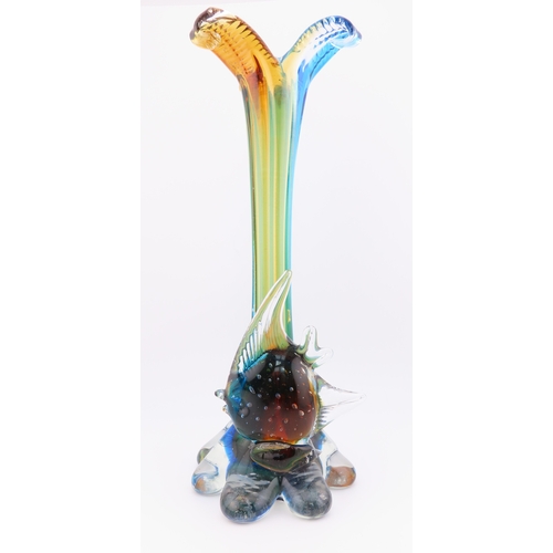 46 - Murano Angel fish multicoloured bud vase, 10