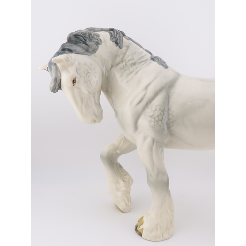 48 - Grey Gloss Beswick Action Shire, model no 2578.